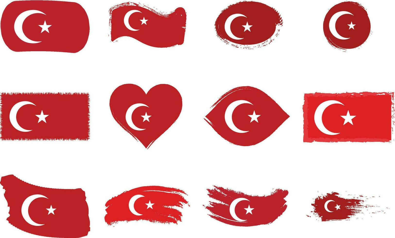 tacchino bandiere di vario forme e geografico carta geografica impostare. realistico Turco bandiere, lucido pulsanti nel patriottico colori, altamente dettagliato carta geografica e globo con identificazione perno vettore illustrazione