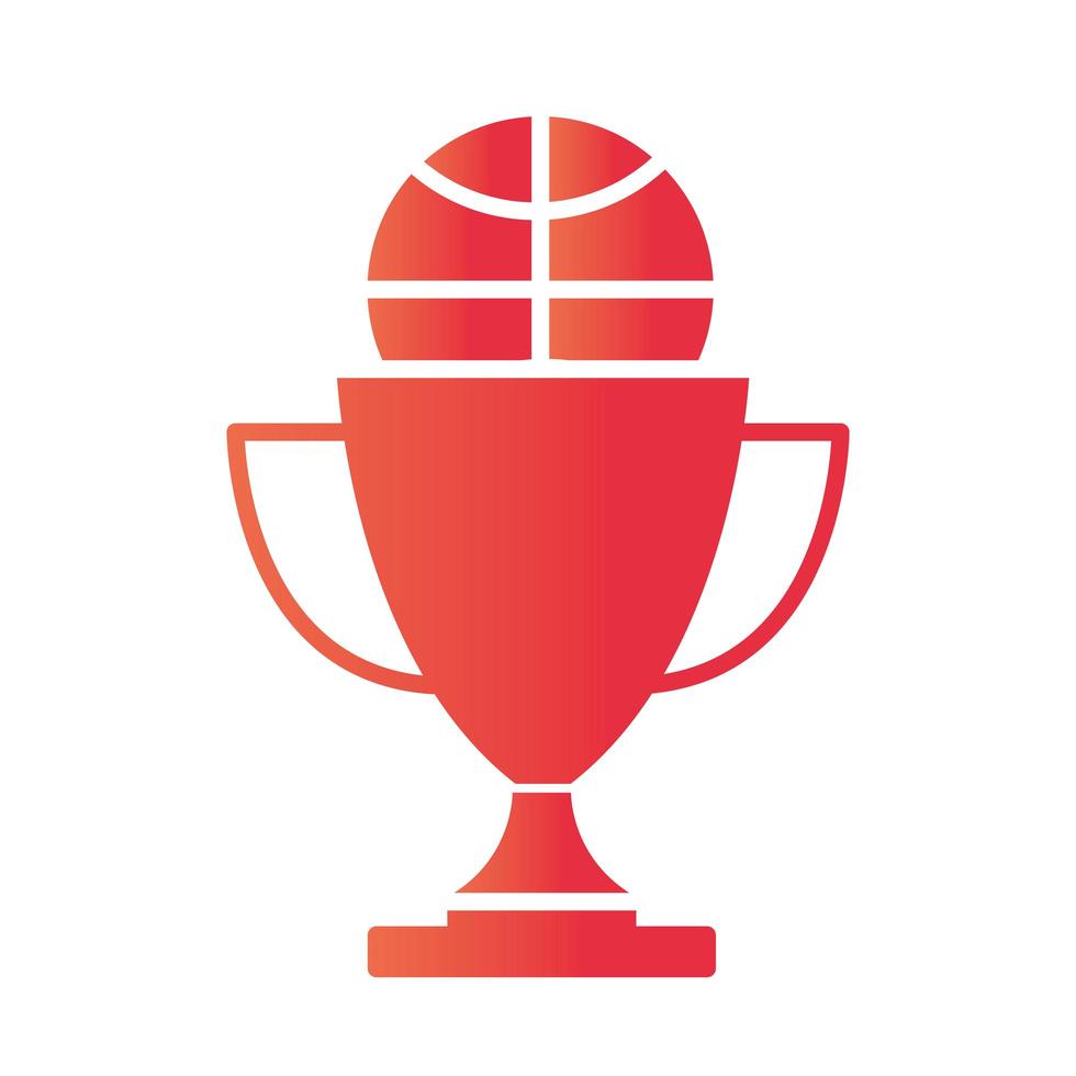 trofeo di gioco di basket con icona di stile sfumato di sport ricreativo attrezzatura palla vettore