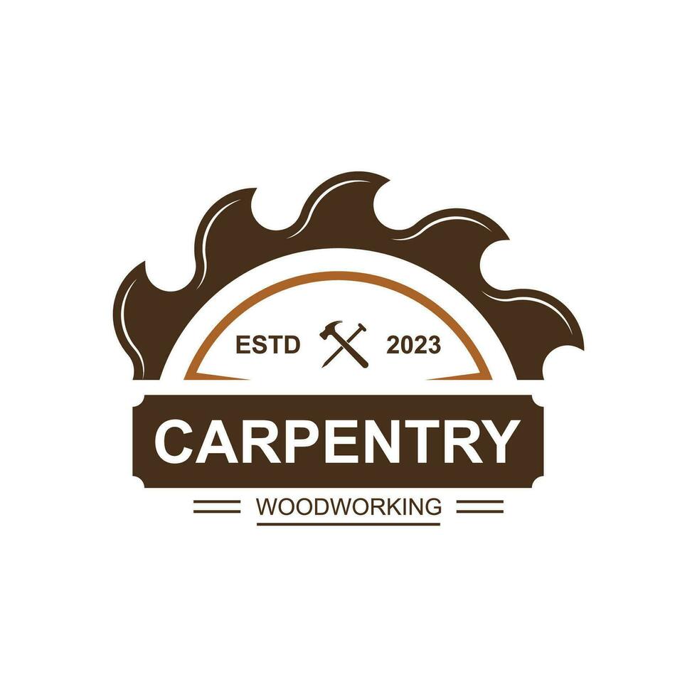 Vintage ▾ legna carpenteria logo vettore