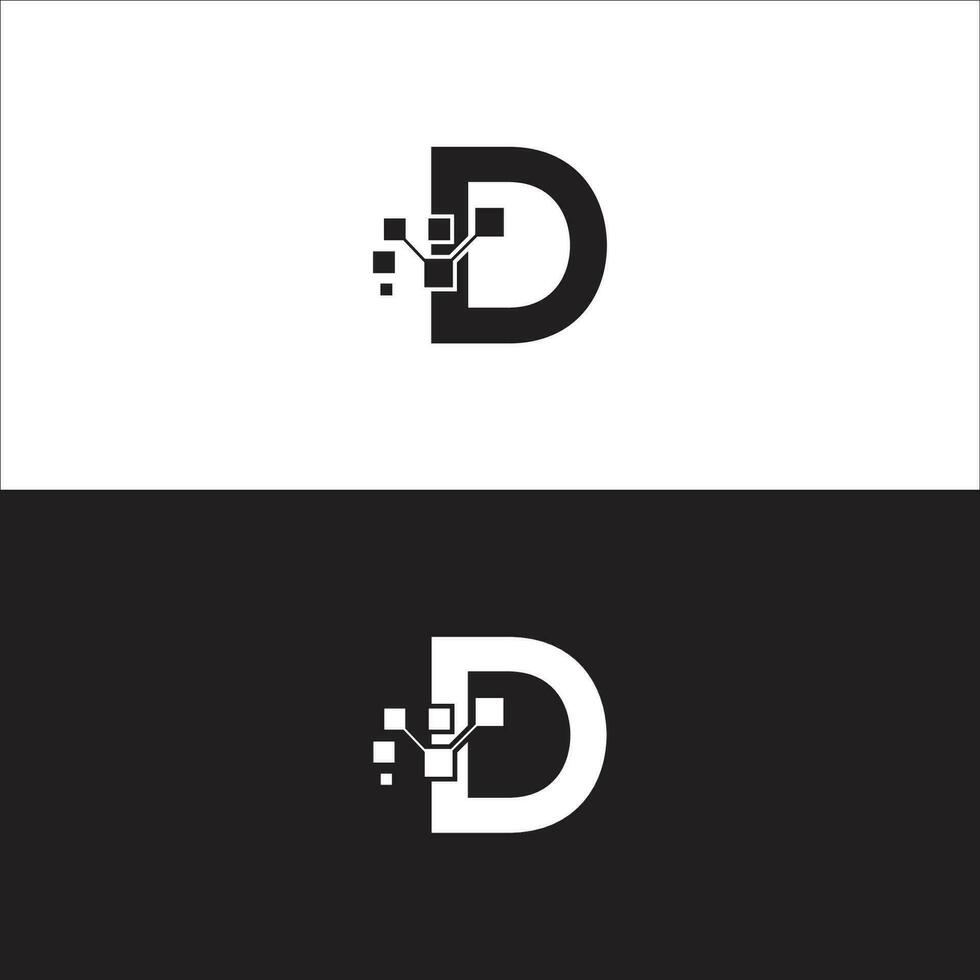 d logo design e creativo, d Tech logo modello. vettore