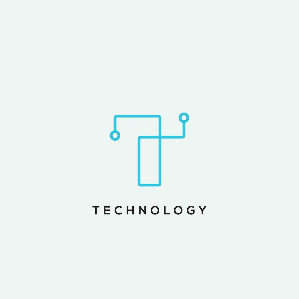 iniziale lettera t icona circuito digitale logo design . vettore