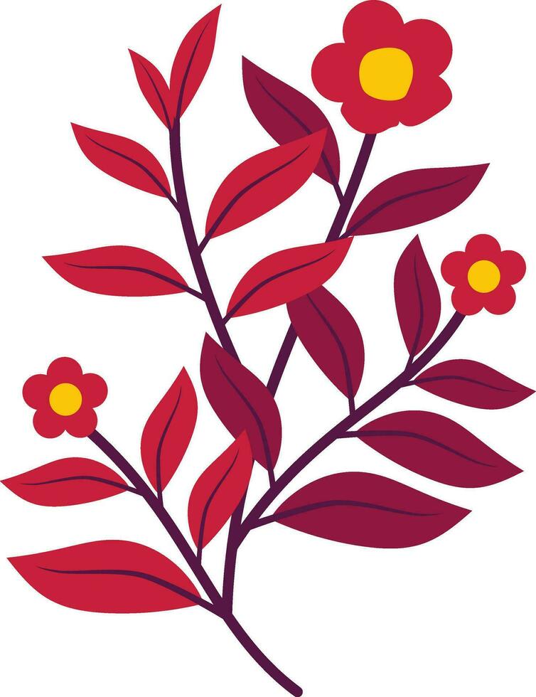 ramo con foglie e fiori isolato icona vettore illustrazione desing
