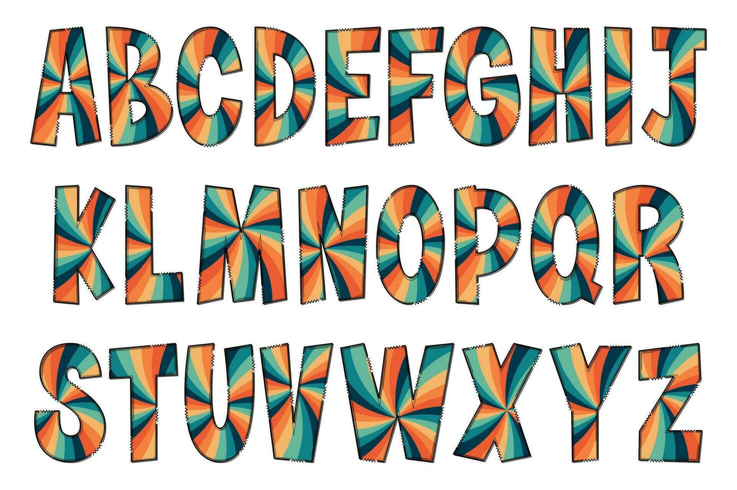 adorabile fatto a mano Groovy hippie font impostato vettore