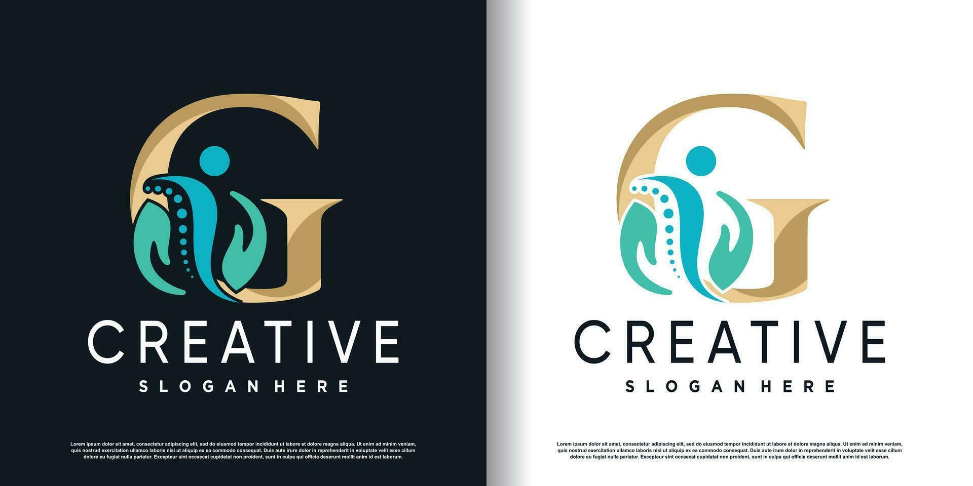 iniziale g logo design con creativo e massaggio concetto premio vettore