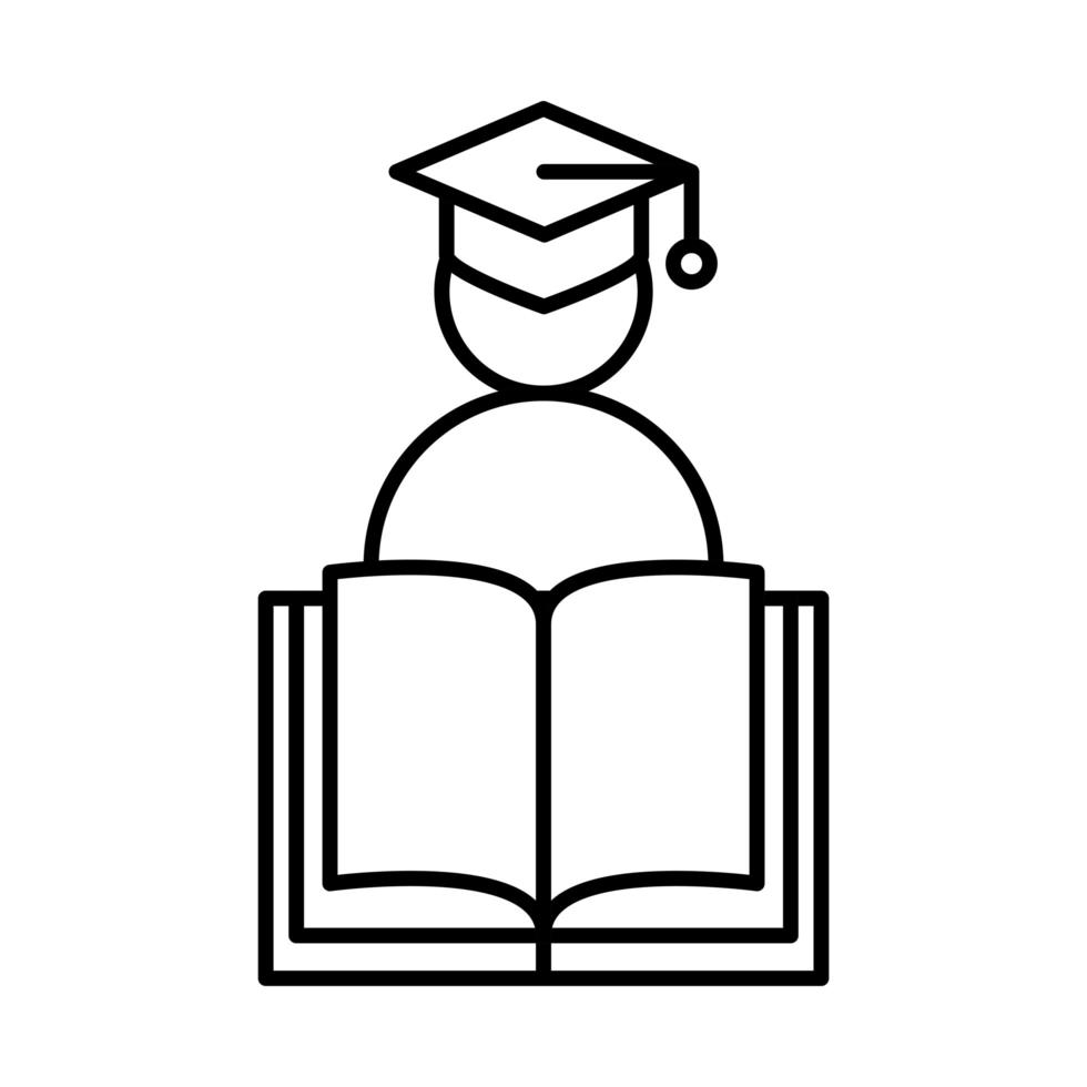 sito web della lezione del libro di laurea dell'istruzione online e icona dello stile della linea dei corsi di formazione mobile vettore