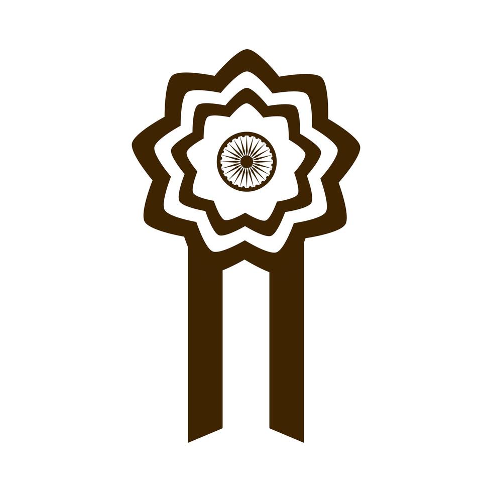 felice giorno dell'indipendenza india rosetta onore celebrazione silhouette icona di stile vettore