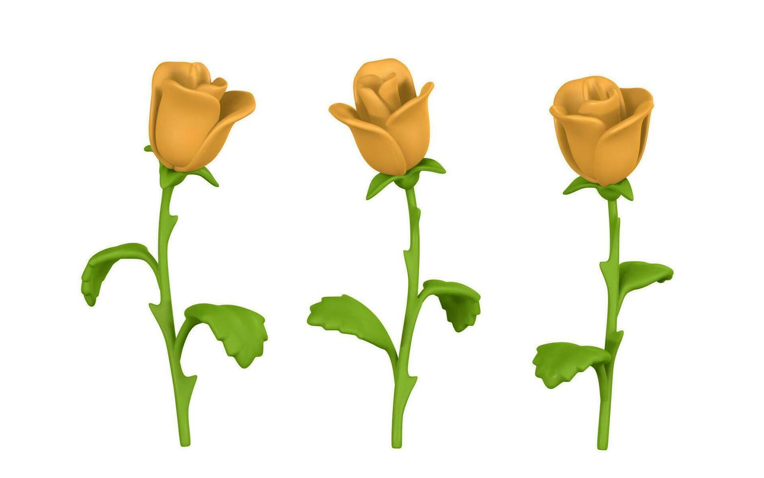 3d fiore. carino giallo rosa nel cartone animato stile per mazzo o decorazione. vettore illustrazione