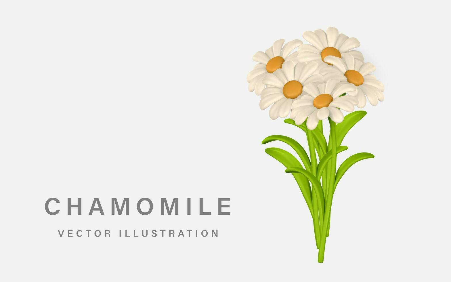 3d carino colorato mazzo di camomilla. margherita fiore nel cartone animato stile. vettore illustrazione