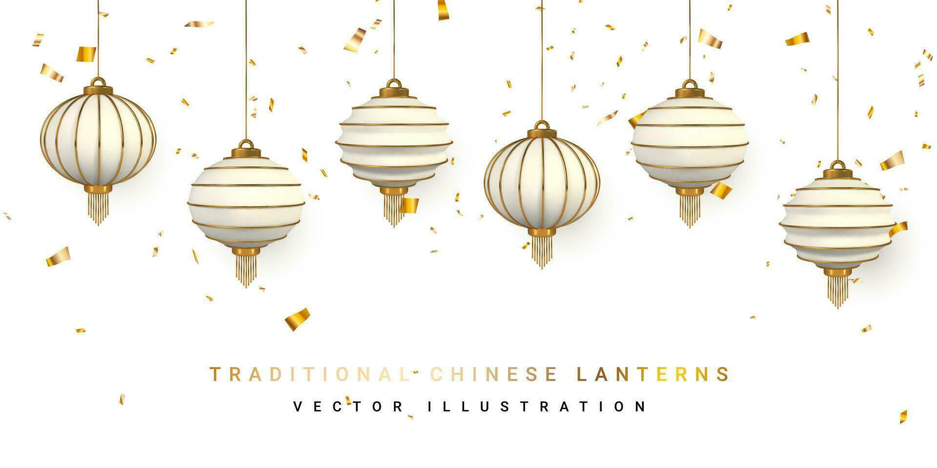 contento Cinese nuovo anno. Cinese festival brillare lanterne. asiatico tradizionale elementi. vettore illustrazione