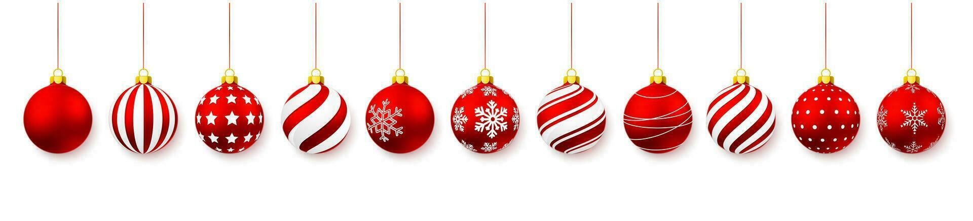rosso brillante luccichio raggiante Natale palle. natale bicchiere sfera. vacanza decorazione modello. vettore illustrazione