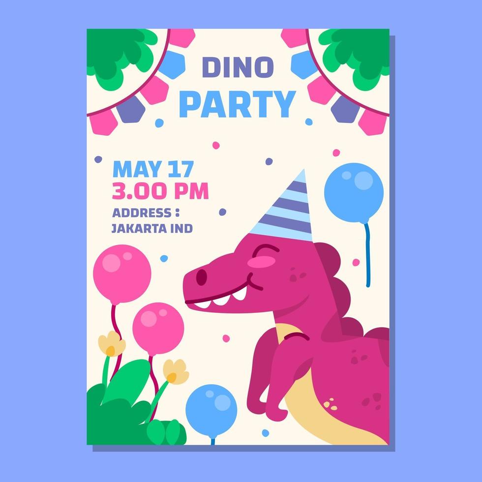 poster di compleanno per bambini con un concetto di dinosauro vettore