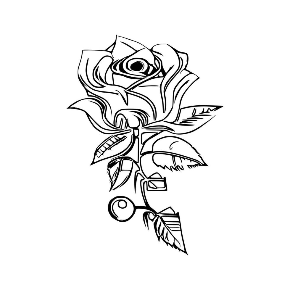 bellissimo mano disegnato fiore rosa schizzo vettore