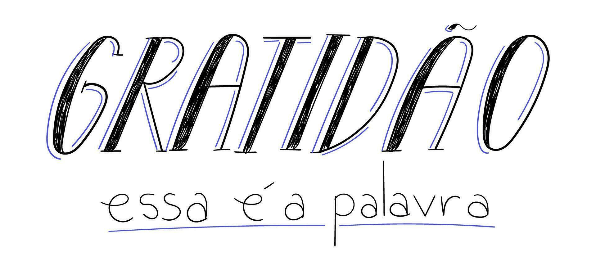 mano scritta. gratitudine parola nel brasiliano portoghese. traduzione - gratitudine. Questo è il parola. vettore