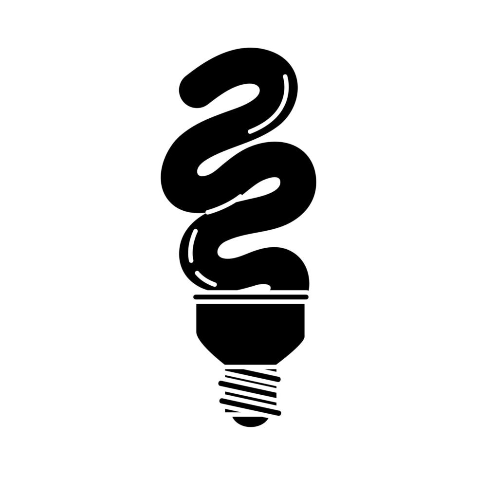 Lampada a risparmio energetico lampadina elettrica eco idea metafora isolato icona silhouette style vettore