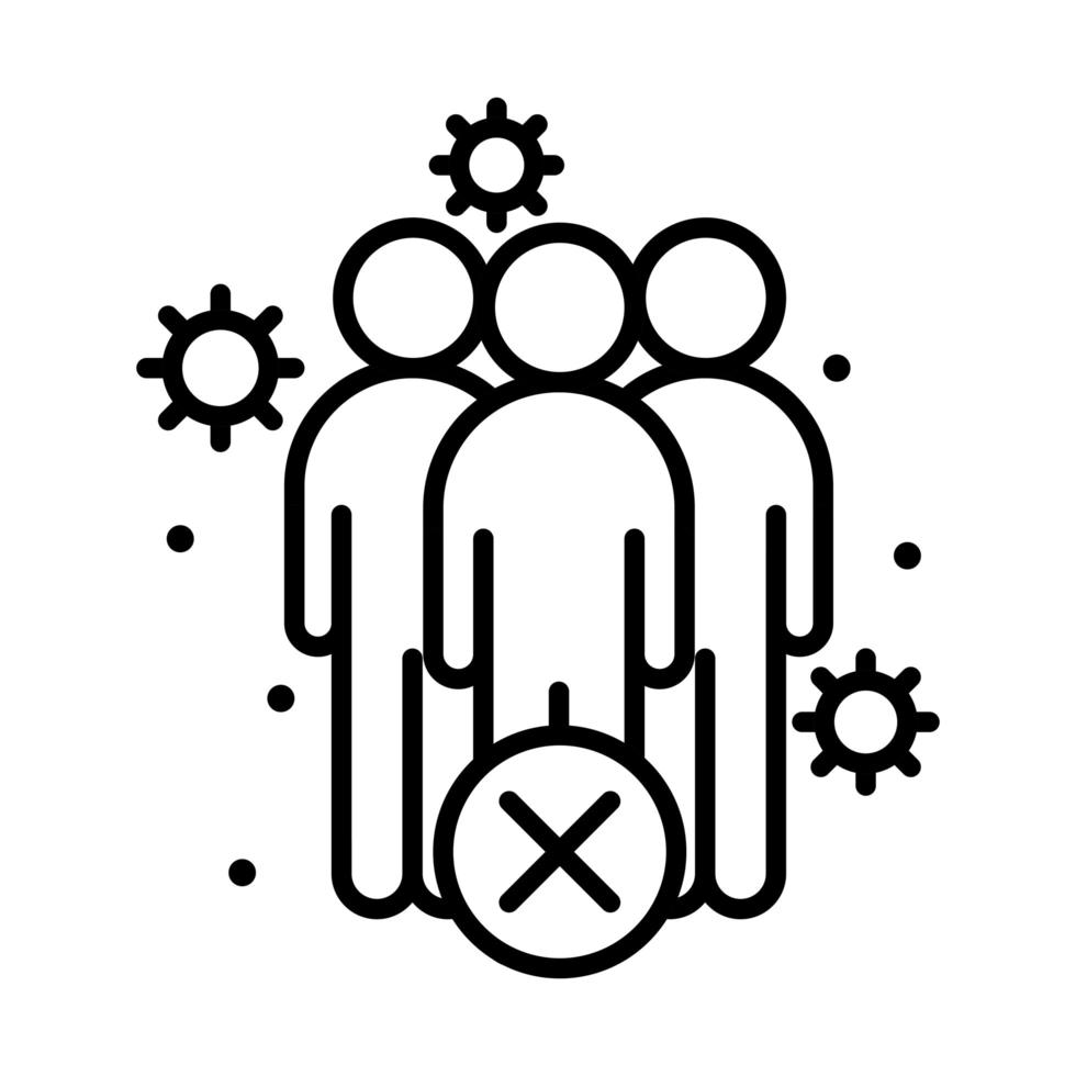covid 19 coronavirus prevenzione del distanziamento sociale mantenere le distanze nella società pubblica epidemia di persone che diffondono icona di stile della linea vettoriale