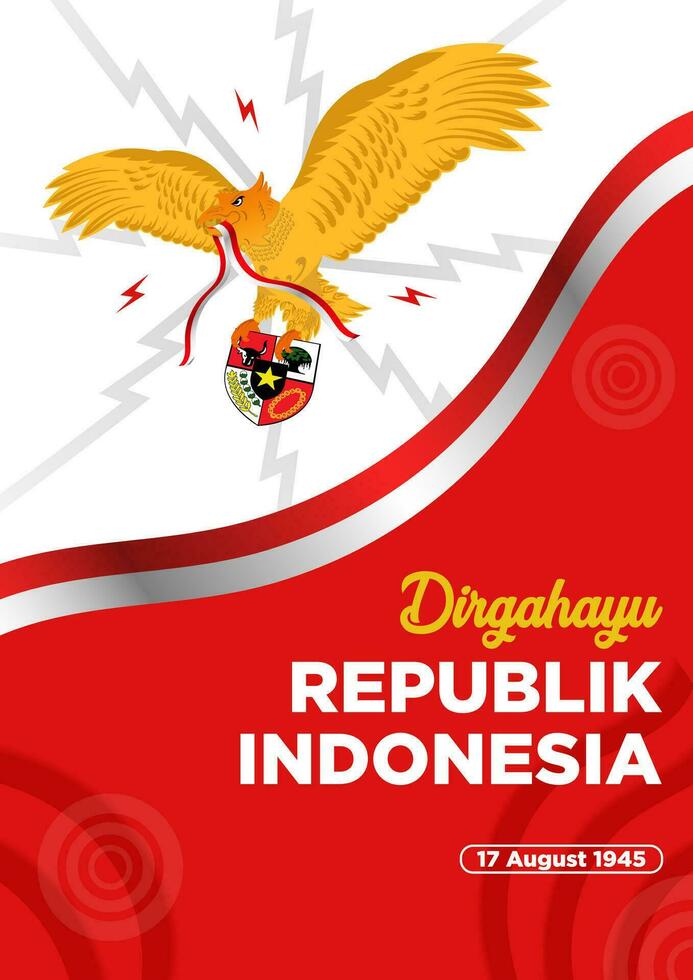 manifesto modelli Indonesia indipendenza giorno con Garuda Pancasila uccello vettore illustrazione,