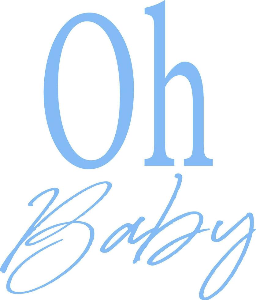 Oh bambino blu cartello calligrafia vettore