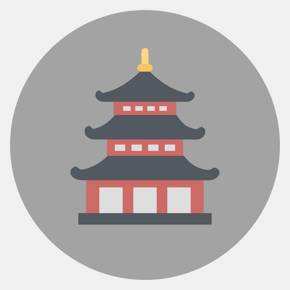 icona pagoda. Giappone elementi. icone nel colore compagno stile. bene per stampe, manifesti, logo, annuncio, infografica, eccetera. vettore