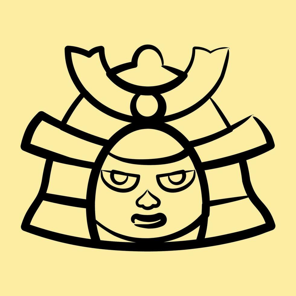 icona samurai. Giappone elementi. icone nel mano disegnato stile. bene per stampe, manifesti, logo, annuncio, infografica, eccetera. vettore