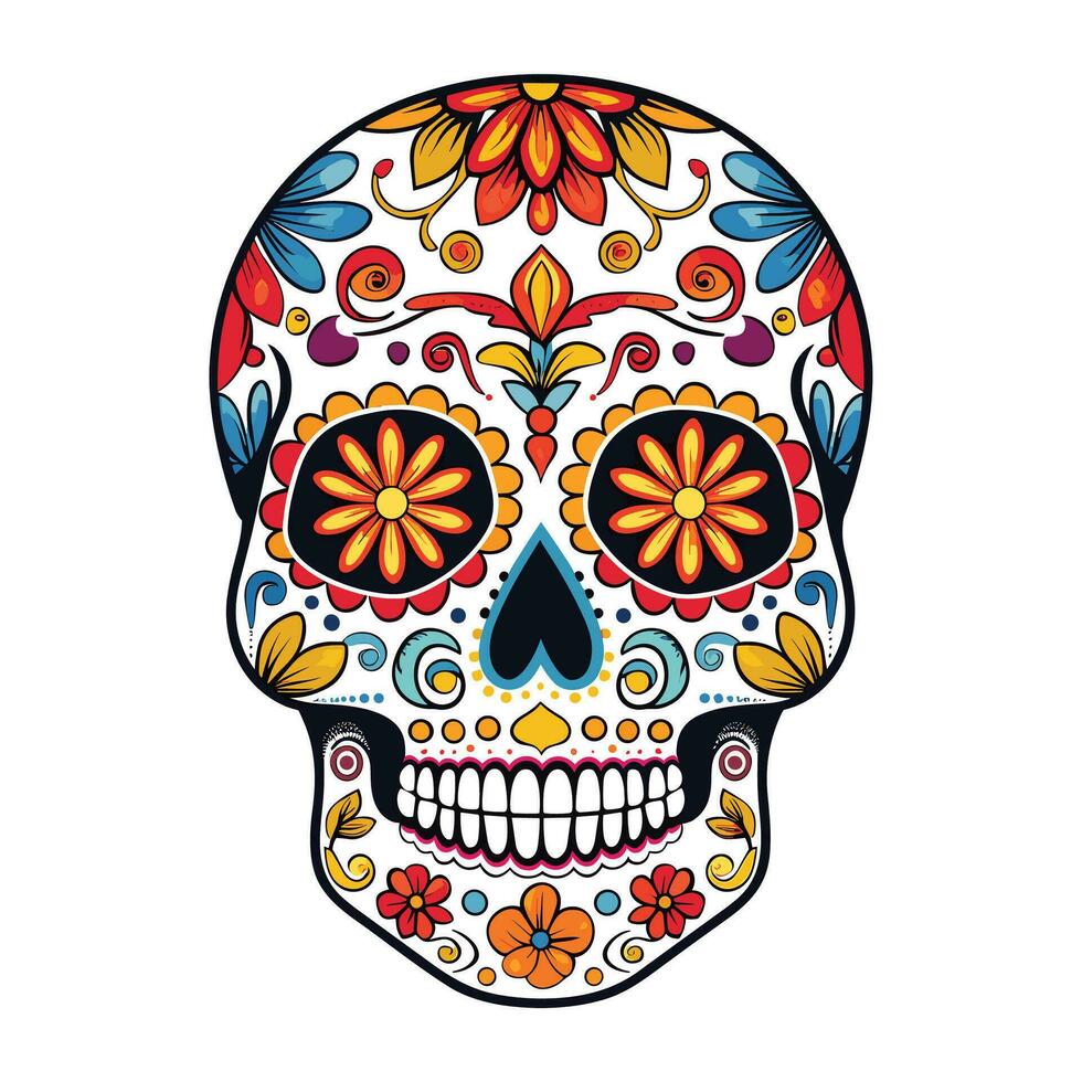 messicano cranio colori ornamento dia de muertos illustrazione vettore