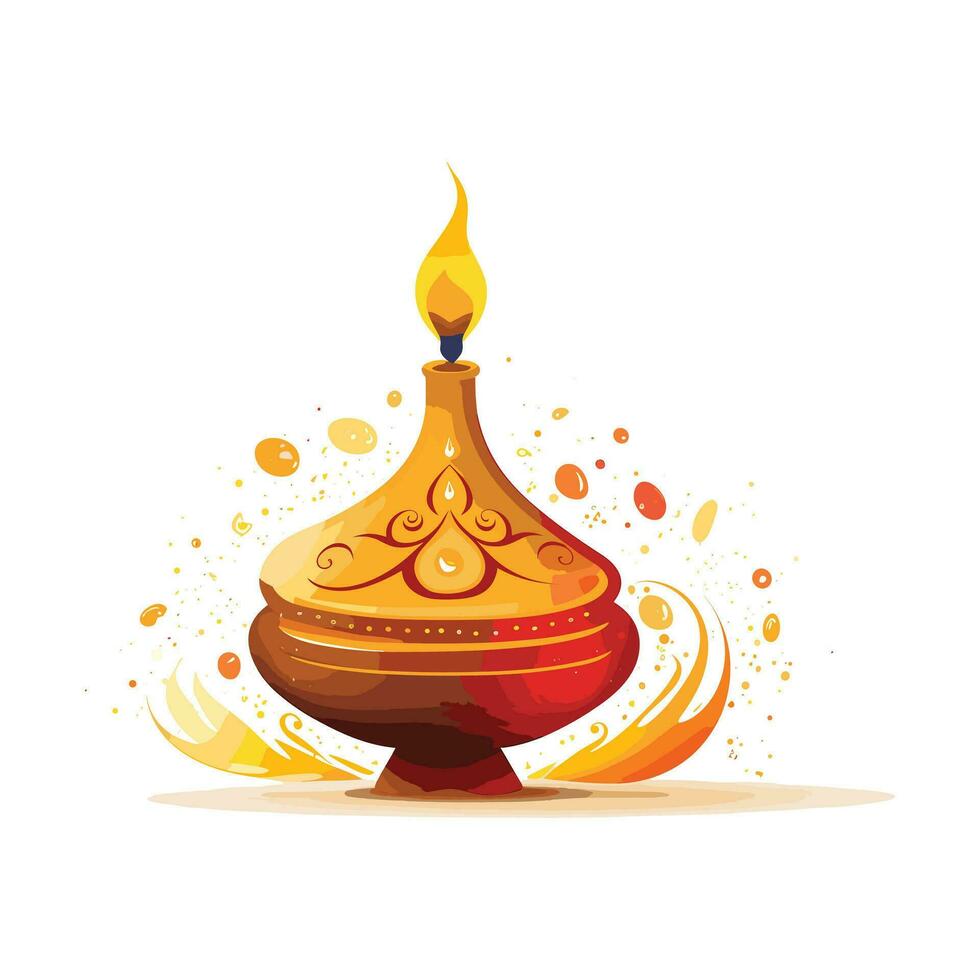 contento Diwali olio lampada vettore