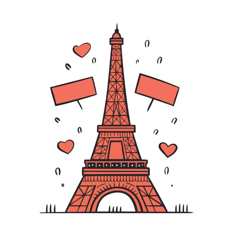 eiffel Torre. architettura città simbolo di Francia famoso Torre. cartone animato disegnato a mano eiffel Torre vettore illustrazione.