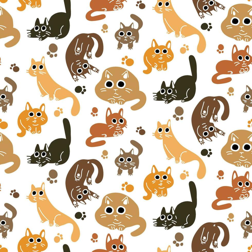 un' modello di vettore disegni di carino gatti. un' collezione di cartone animato personaggio disegni con gatti nel un' piatto stile nel diverso pose e colori. un' impostato di divertente animali domestici isolato su un' bianca sfondo