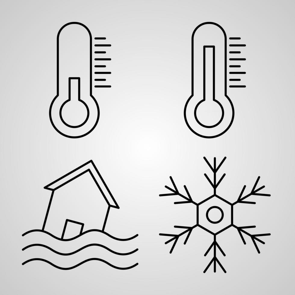 semplice set di icone di linee vettoriali meteo