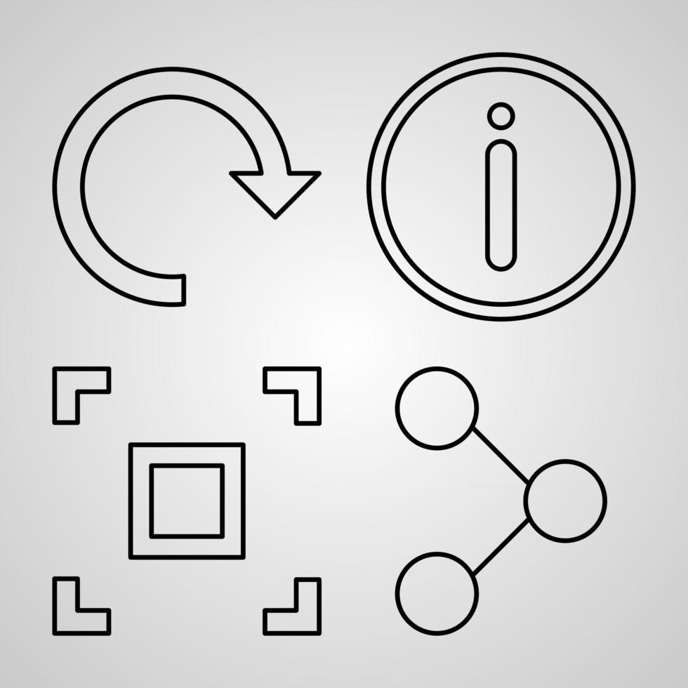 raccolta di simboli di materiale e design in stile contorno vettore