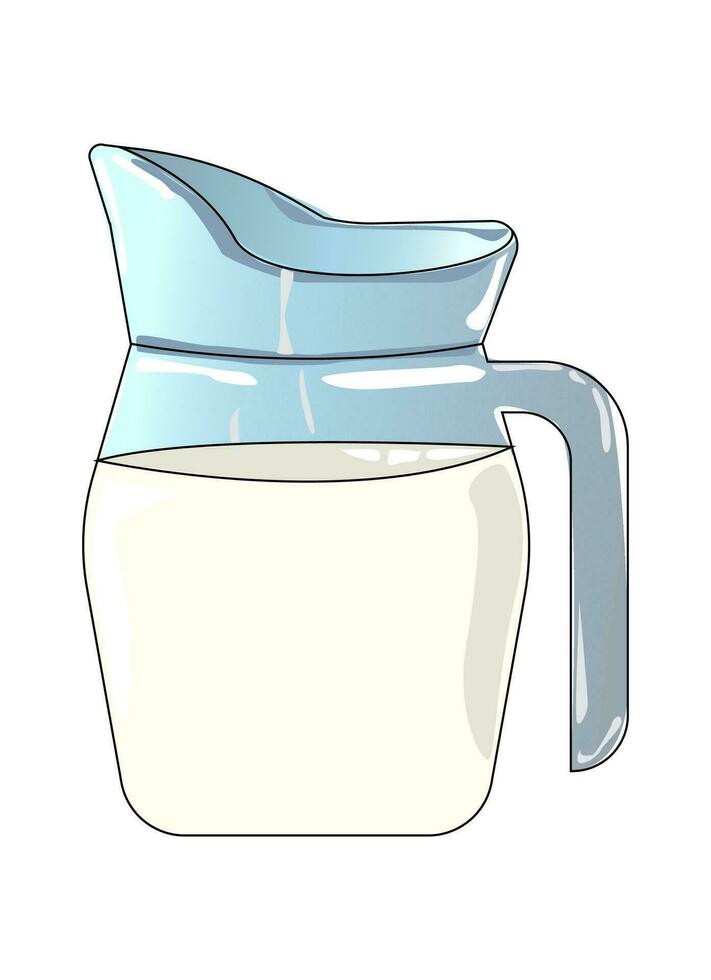 pieno bicchiere brocca vettore illustrazione isolato su bianca sfondo. brocca di latte Immagine nel un' cartone animato piatto stile