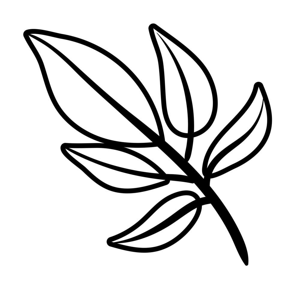 ramo con icona stile linea di foglie leaf vettore