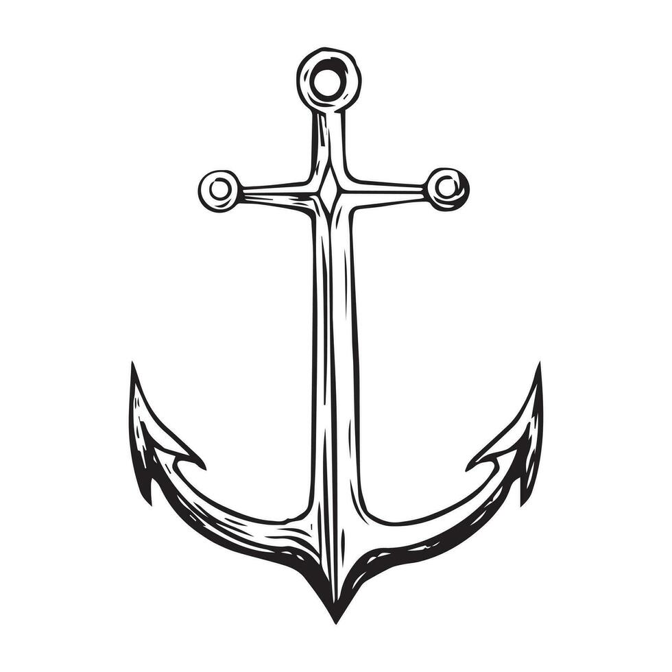vettore ancora. mare, oceano, marinaio cartello. mano disegnato Vintage ▾ illustrazione per maglietta, simbolo, distintivo, emblema. azione illustrazione