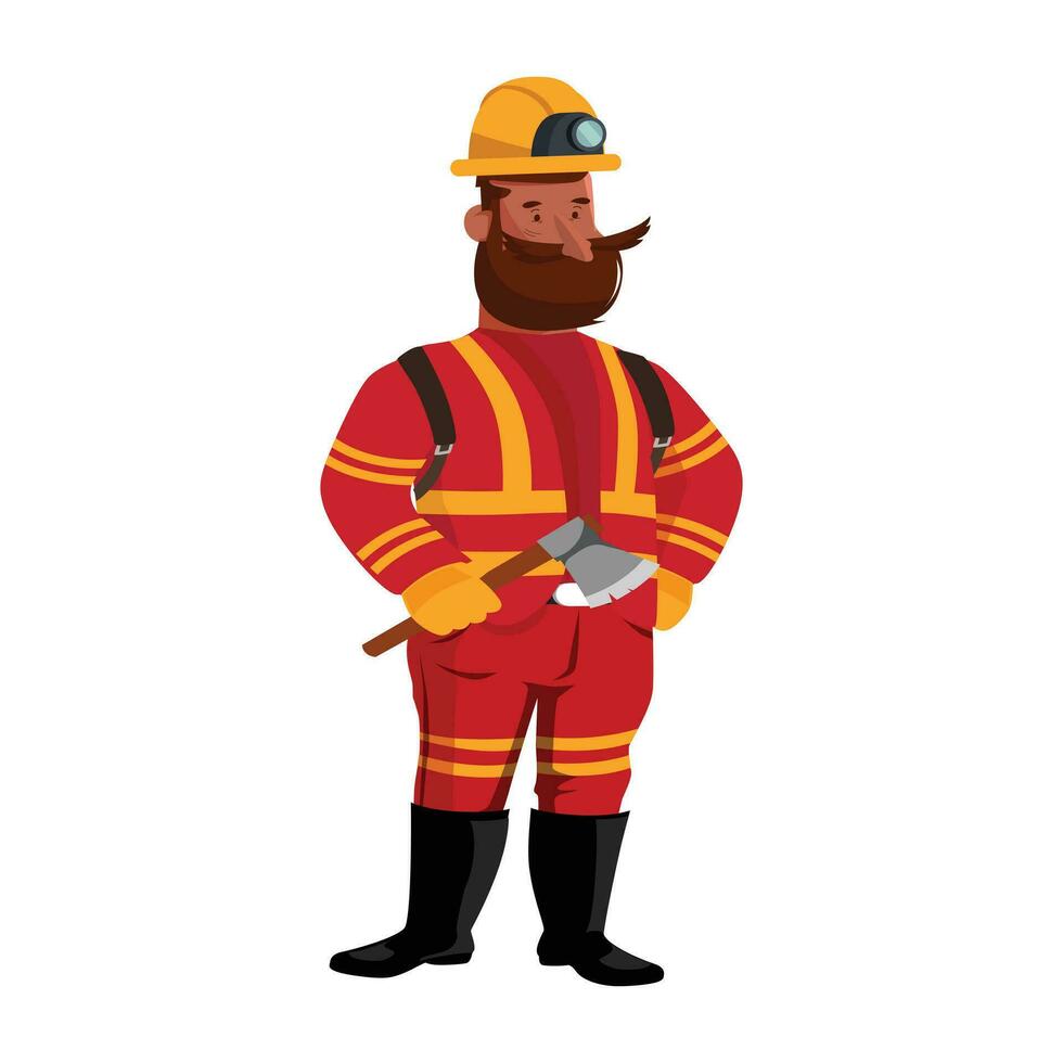 vigile del fuoco icona in piedi gesto colorato cartone animato schizzo vettore