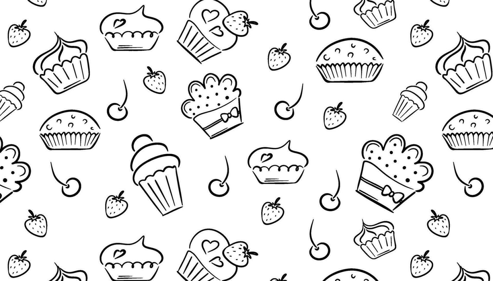 senza soluzione di continuità modello, delizioso cupcake. dolce vettore illustrazione design