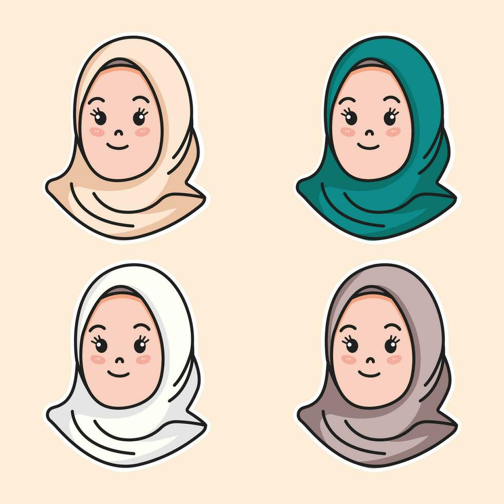 gratuito vettore carino musulmano ragazza indossare hijab icona illustrazione