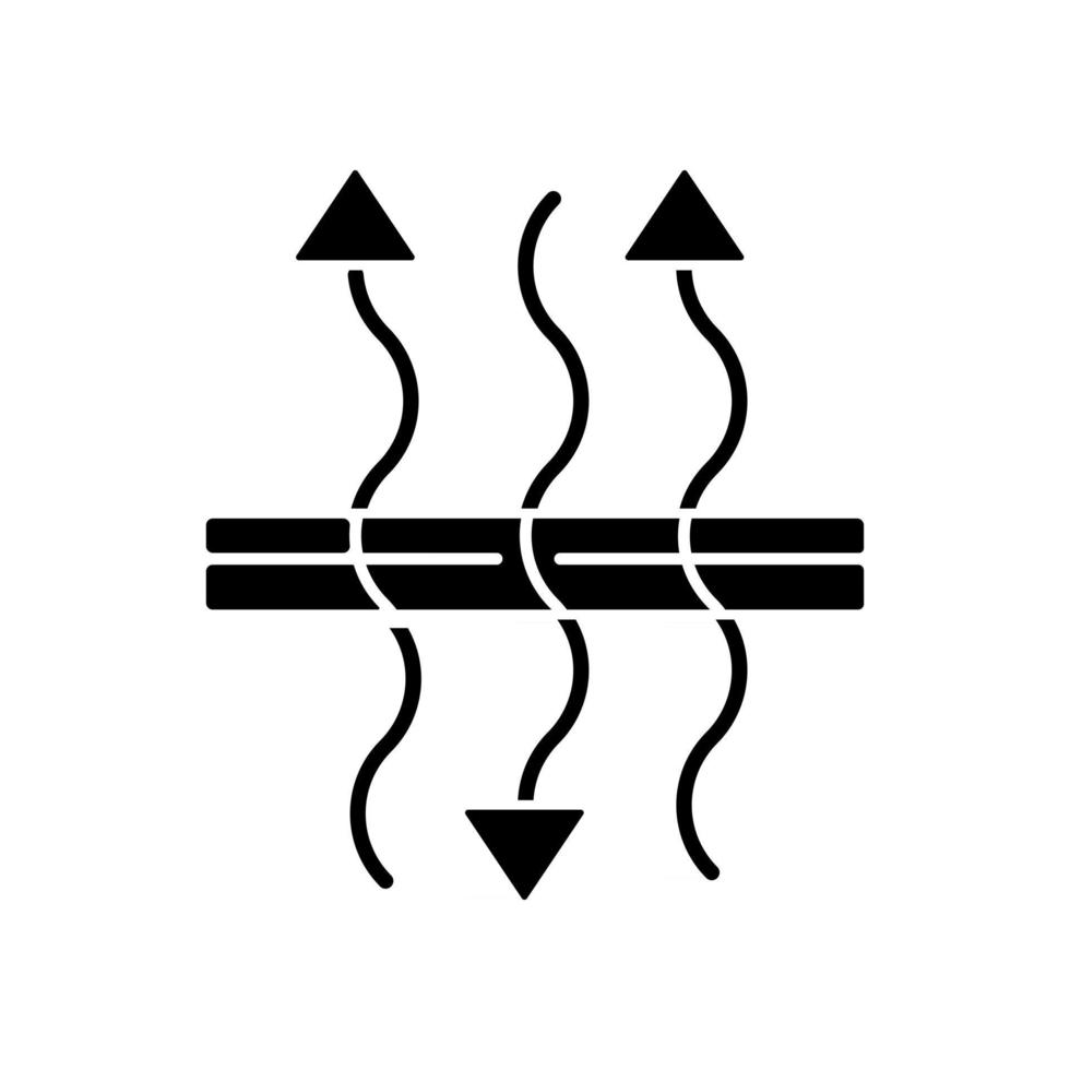icona del glifo nero in tessuto traspirante vettore