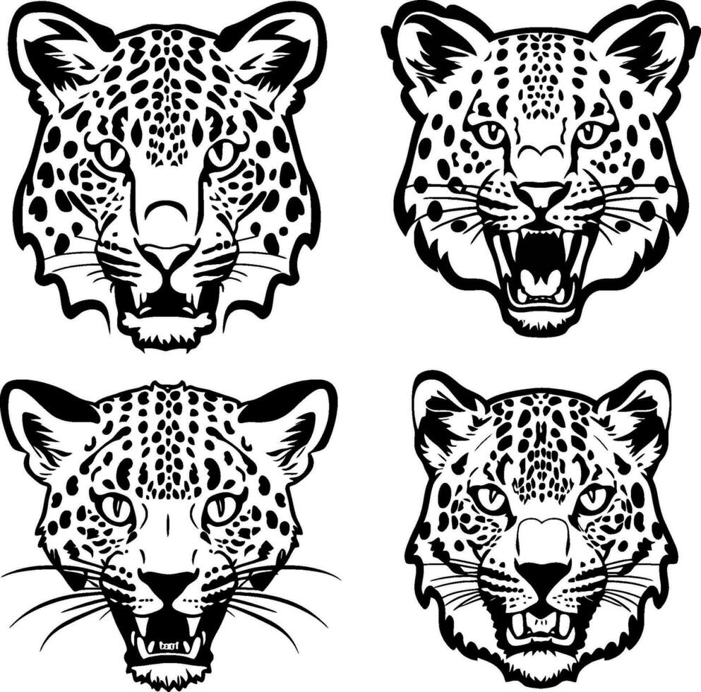 leopardo testa logo vettore stampino impostato 18.eps