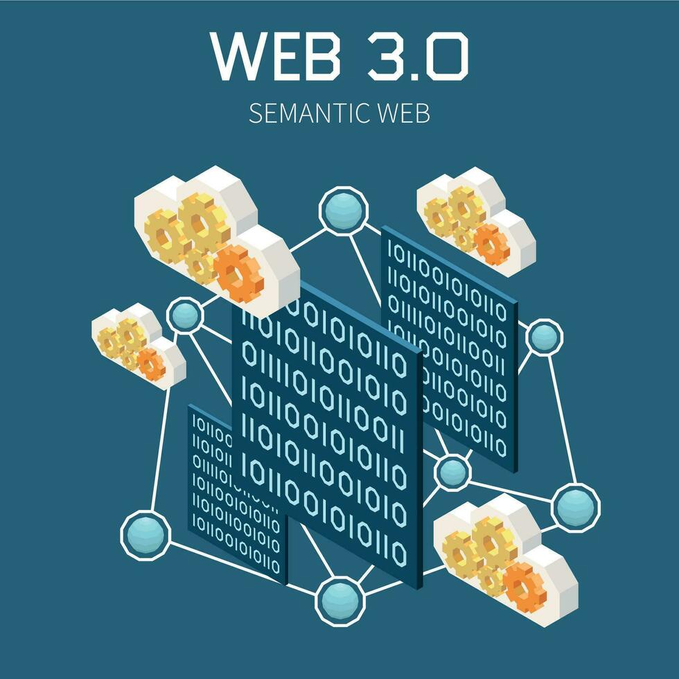 tecnologia web 3.0 isometrica vettore