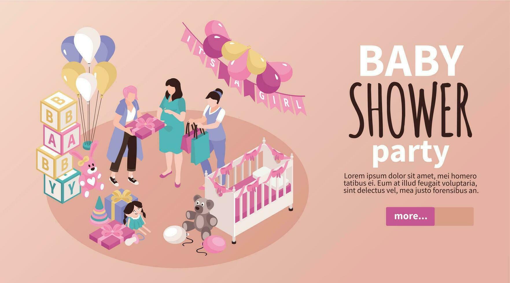 banner orizzontale baby shower vettore
