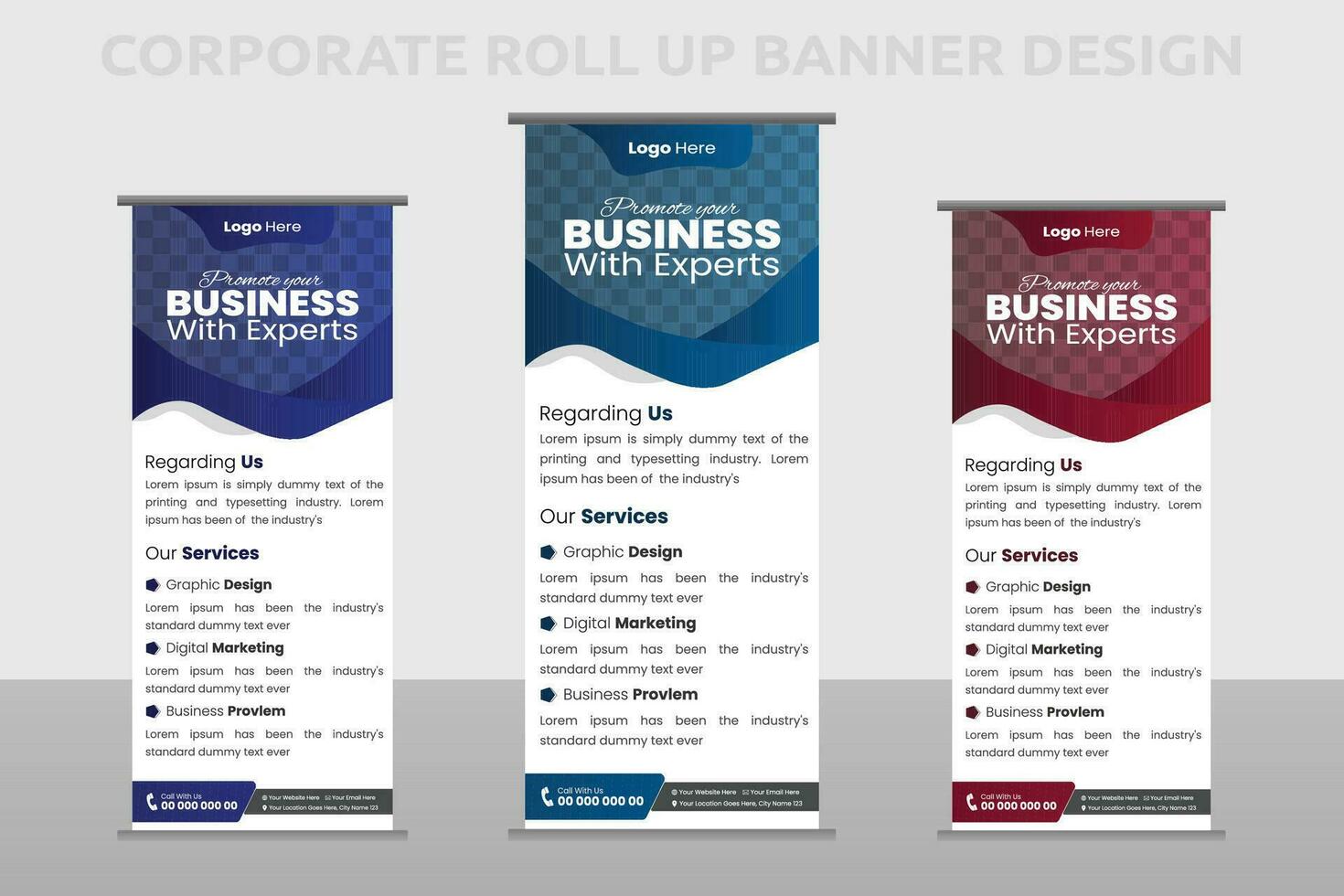 roll up banner design vettore