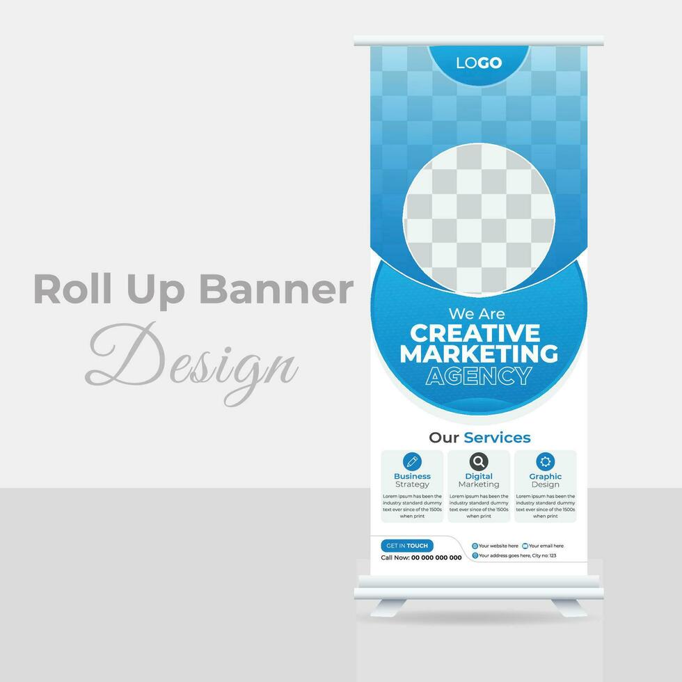 roll up banner design vettore