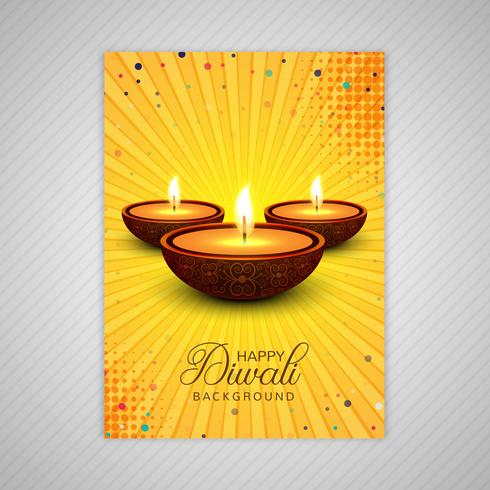 Vettore elegante del modello dell'opuscolo della cartolina d'auguri elegante di diwali