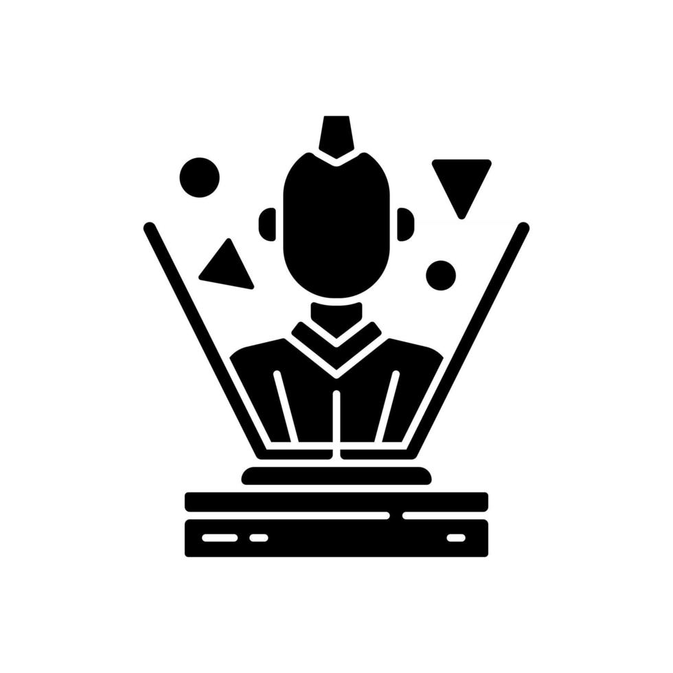 icona del glifo nero con ologramma vettore