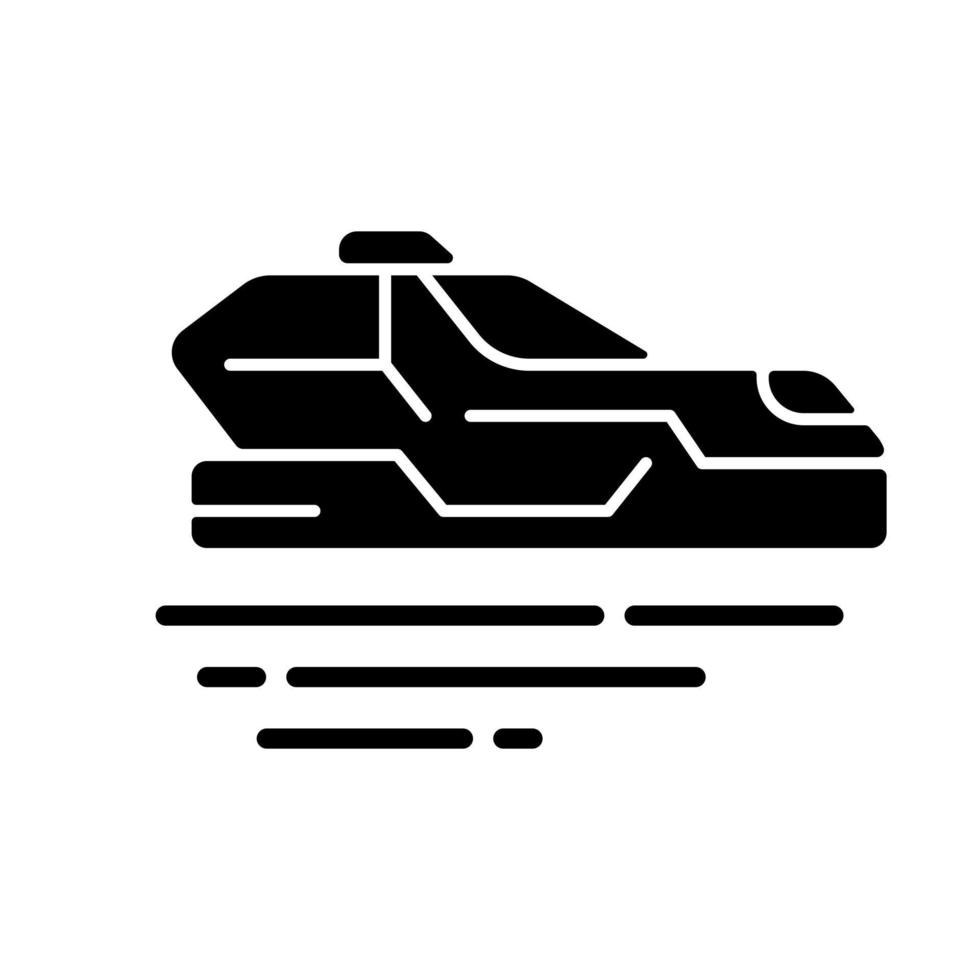 icona del glifo nero con auto volante vettore