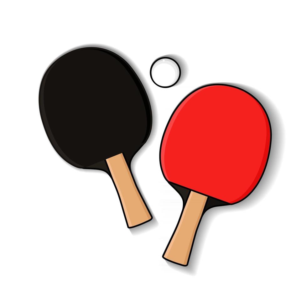 due racchette da ping pong con pallina in stile monoline vettore