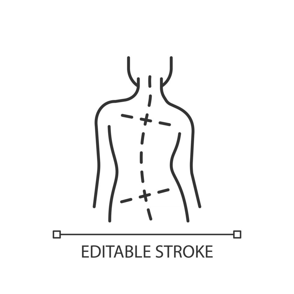icona lineare di fianchi e spalle irregolari vettore
