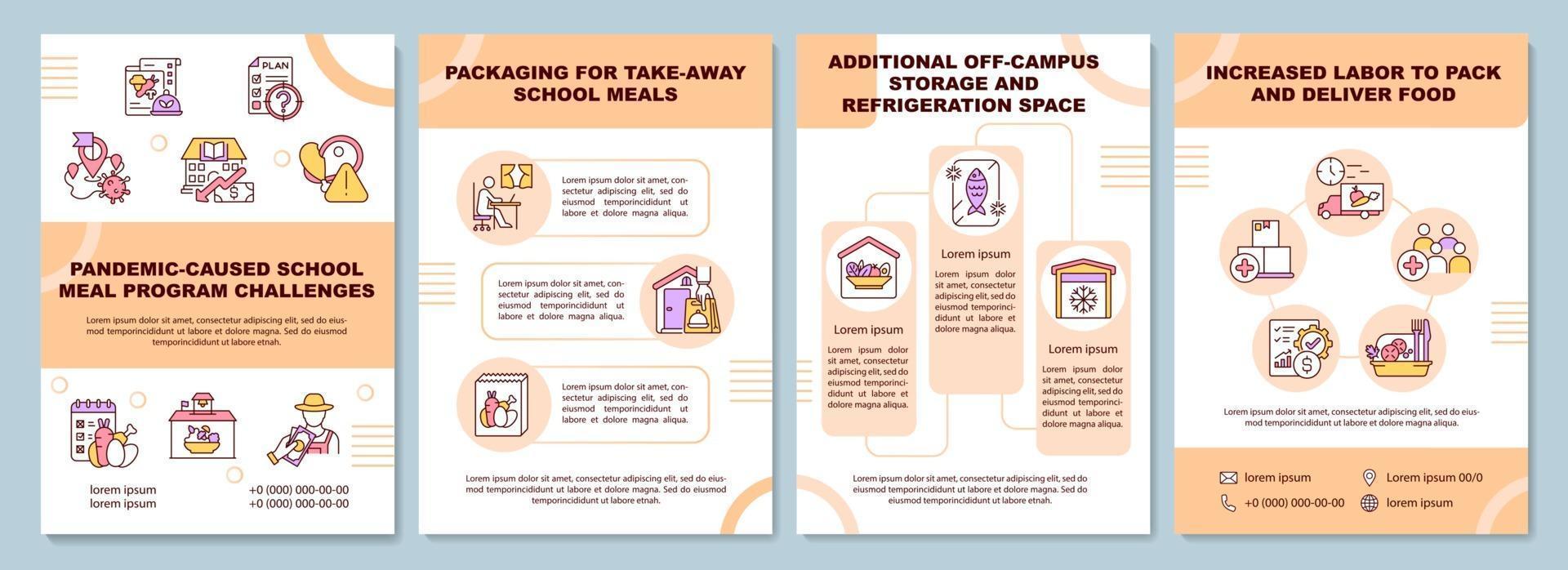 la pandemia ha causato il modello di brochure delle sfide del programma di pasti scolastici meal vettore