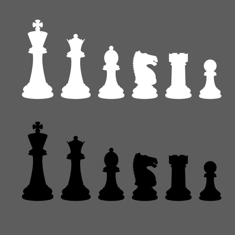 set completo di pezzi degli scacchi di sagome vettoriali