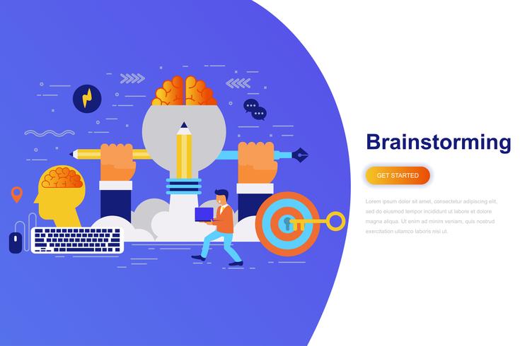 Banner web moderno concetto piatto di brainstorming vettore