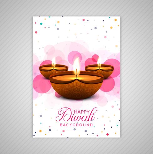 Poster con un diya per diwali design colorato modello flyer vettore